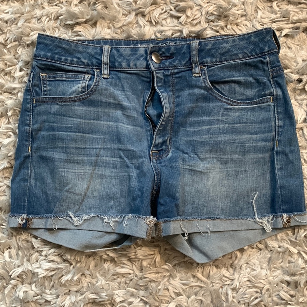 High rise denim shorts